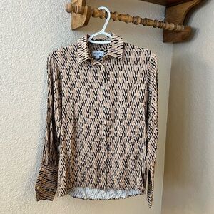 Musier Paris Tan and Black Button Down Shirt